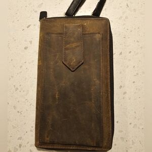 Hairon Distressed Leather Crossbody Purse